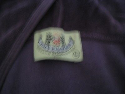 WOMENS JUICY COUTURE HOODED PURPLE VELOUR PULLOVER SHIRT SZ L.  