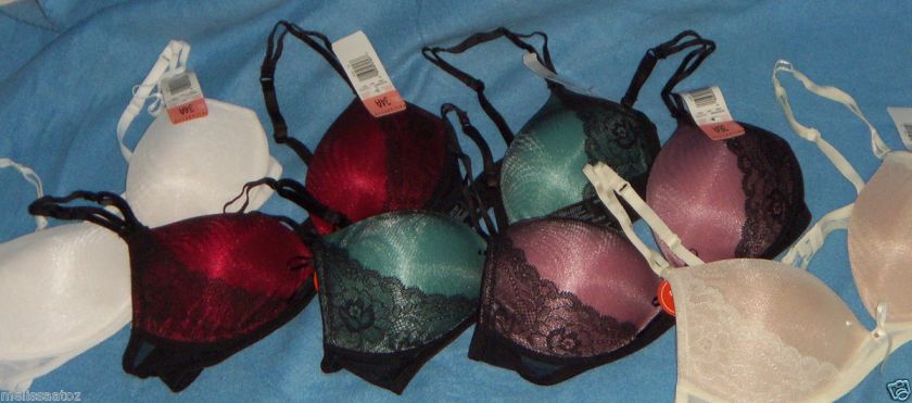 NWT Vassarette RealSexy Lace Overlay Wire Free Push Up bra 34 A B C 36 