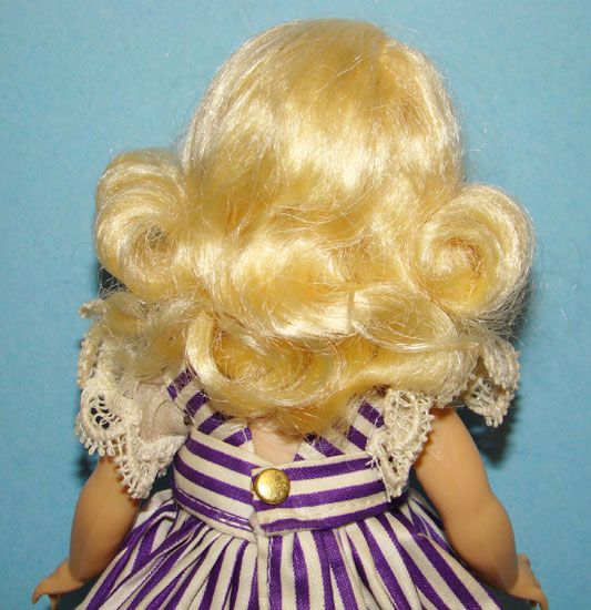 Muffie Blonde Doll Strung Purple Stripe Dress MIB 1954  