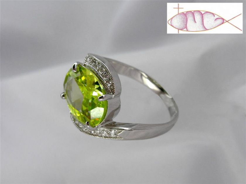 Large Sterling Silver Peridot Wrap Ring sz 8 9 10  