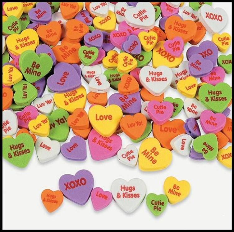 50 Foam Beads   Conversation Heart Valentine ABCraft  