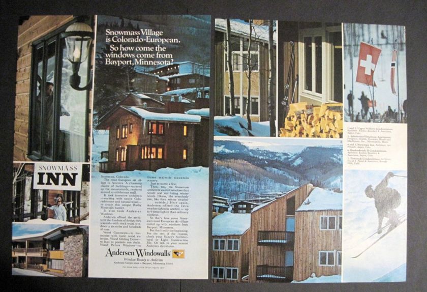 1971 Snowmass Village Colorado Andersen Windows Ski Ad  