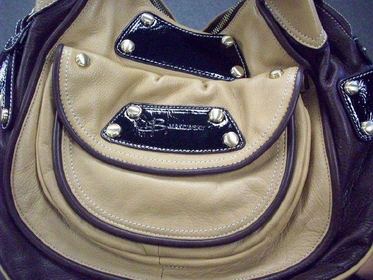 NWT B. Makowsky Glove Leather Double Handle Patent Trim Shopper  