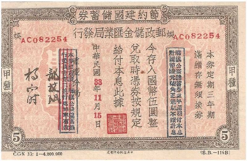 China Chinese Antique Old Bond Share Loan Stock Savings Certificate 