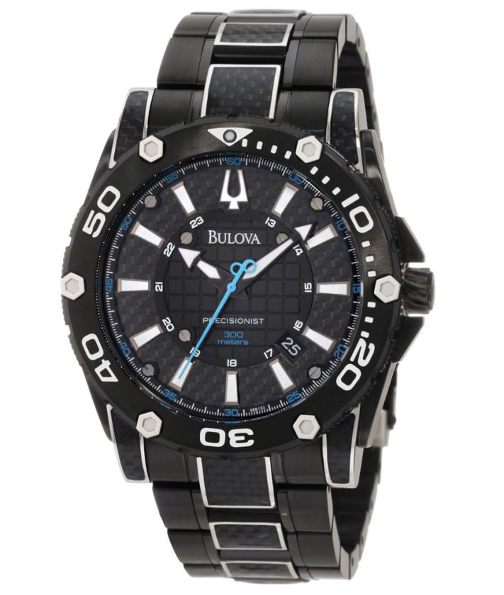 Bulova 98B153 Mens Precisionist Champlain Two Tone 300M WR Black IP 