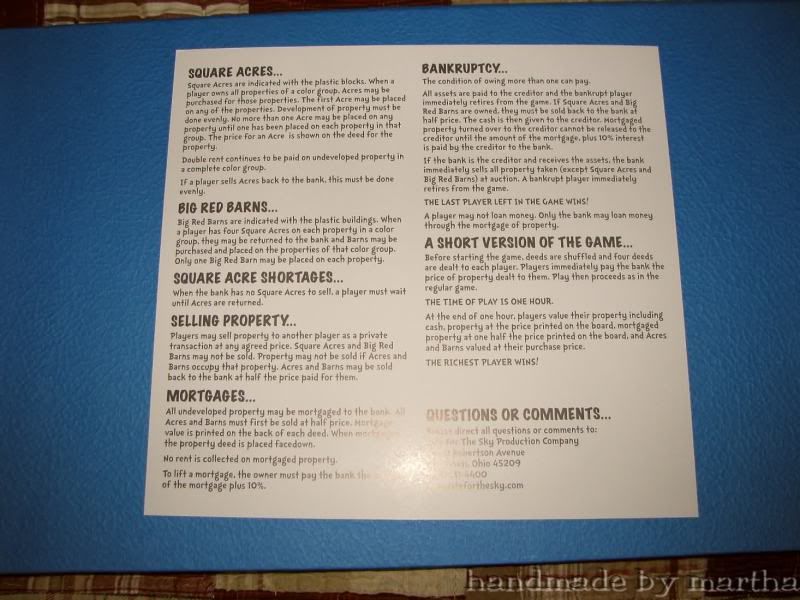 game part farm opoly rules instructions replacement  