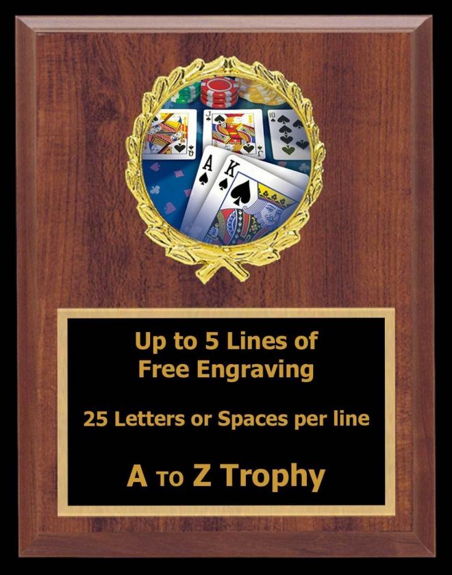   PLAQUE 6 x 8 NO LIMIT TOURNAMENT TROPHIES HOLD EM CARDS TROPHY AWARDS