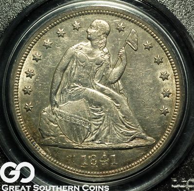 1841 PCGS Seated Liberty Dollar AU 55 ** GREAT DATE DOLLAR  