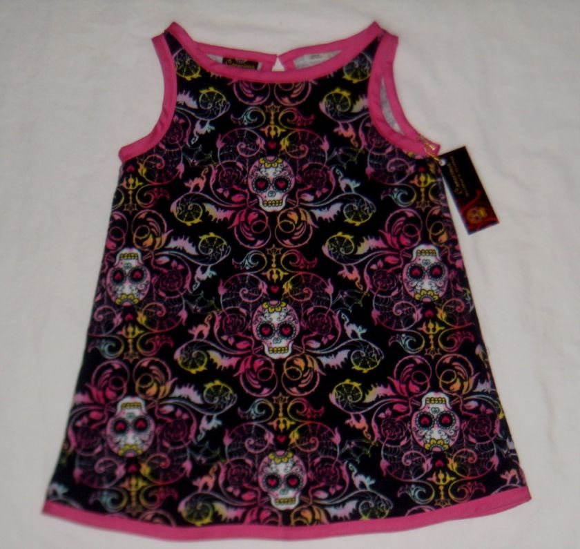 New Punk Sugar Skull Day of the Dead Pink Tattoo Gothic baby girl 