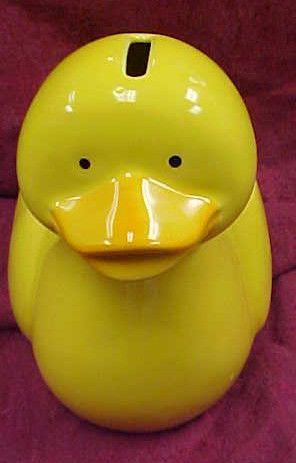 Yellow Duck Bank And Flower Planter  