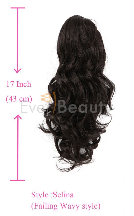 title clip in and ribbon tied ponytal hair style long soft wave short 