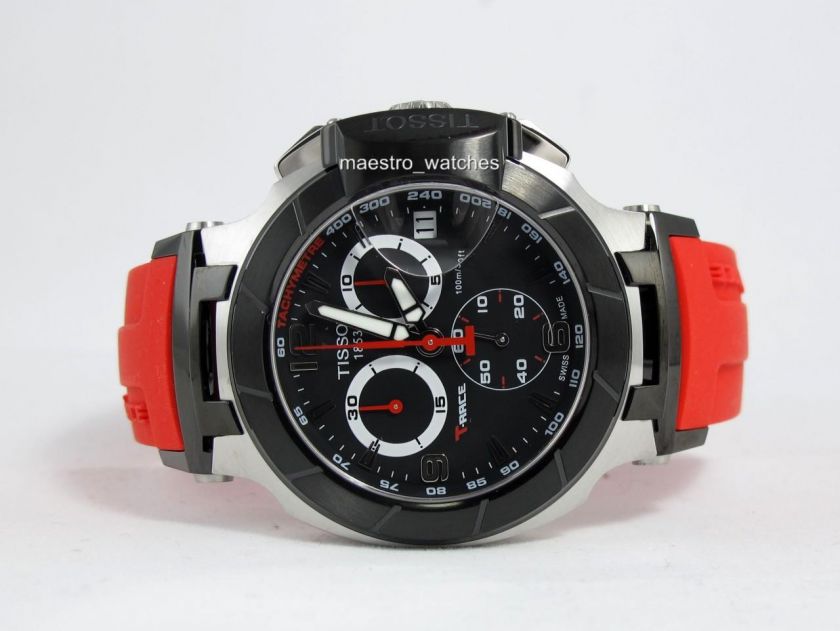 New Tissot Mens T0484172705701 T Race Quartz Red Strap Chronograph 