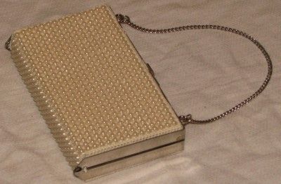 Vintage Art Deco Square Pearl Clutch / Purse / Hand Bag  