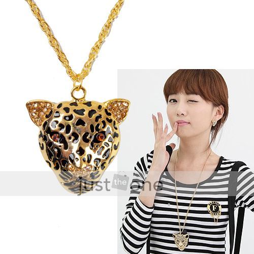 Retro Style Fashion Women Lady Girl Tiger Head Pendant Long Necklace 