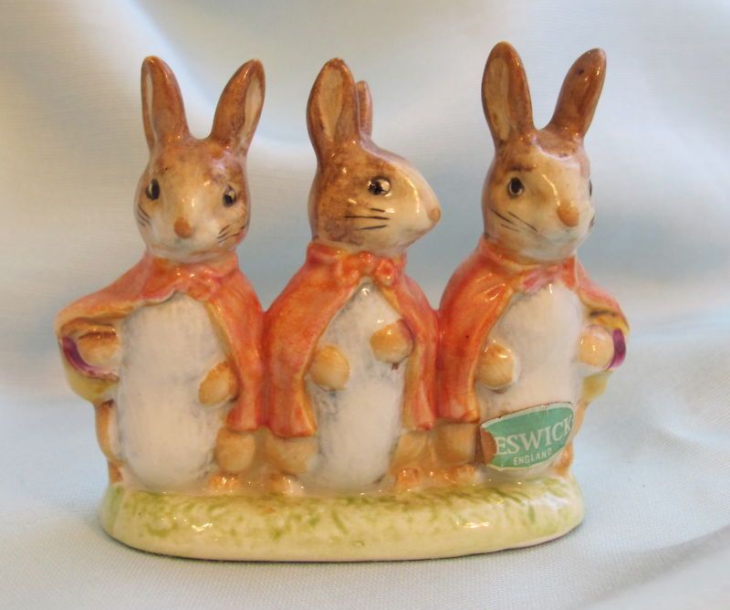 Vintage BESWICK BEATRIX POTTER FLOPSY MOPSY COTTONTAIL Rabbits GOLD 