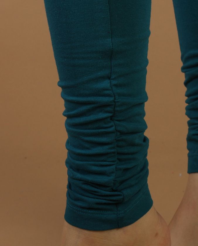 Footless Full Stretch Ruched Leggings Knit Tights Pants  