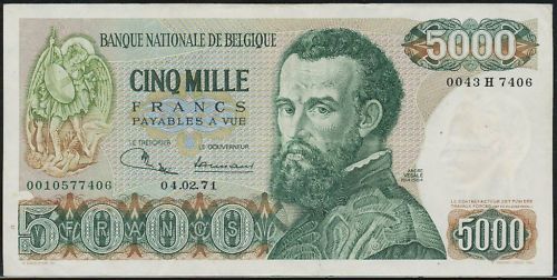 Belgium 5000 Francs 04.02.1971, P.137 VF  