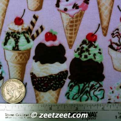 Flannel~ICE CREAM CONES~Pink Cone Quilt Fabric /Yd.  