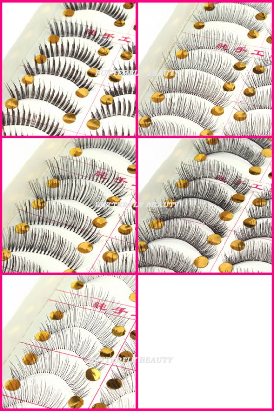   Black Natural Fales Eyelashes eye lash Make up handmade 0007  