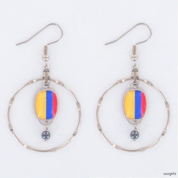 HOOP EARRINGS   GUATEMALA FLAG   GUATEMALAN  