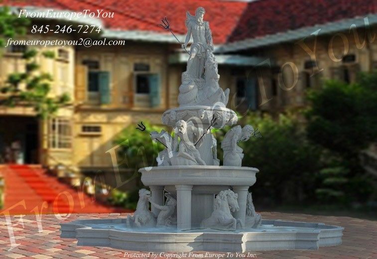 MONUMENTAL NAUTILUS HAND CARVED MARBLE FOUNTAIN FT025  