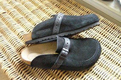 BIRKENSTOCK EATON CLOGS Suede Black 36R 37R 41N L5 6 10  