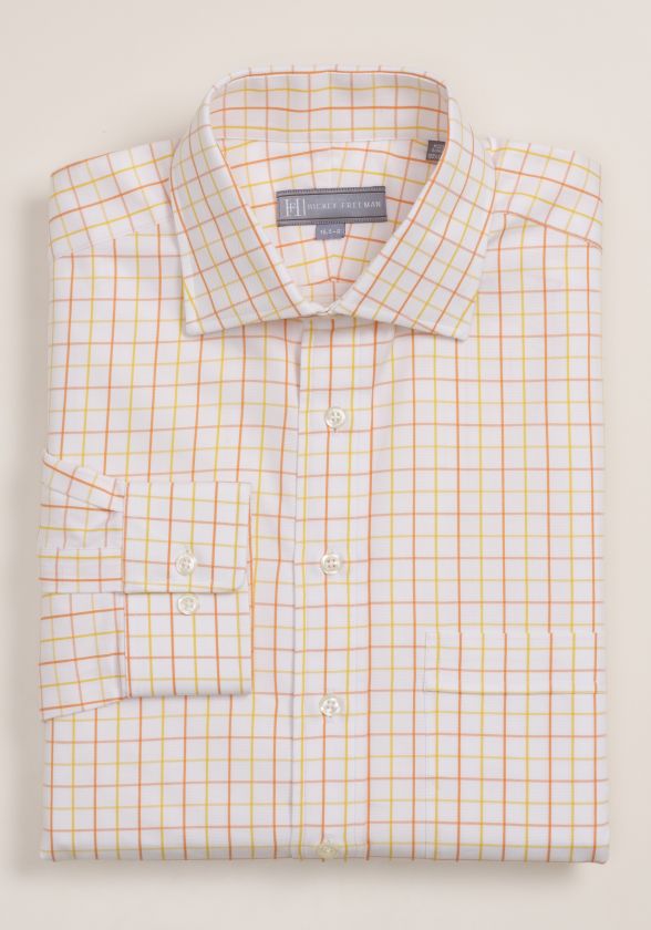 Hickey Freeman Mens Oxford Tattersall Dress Shirt  