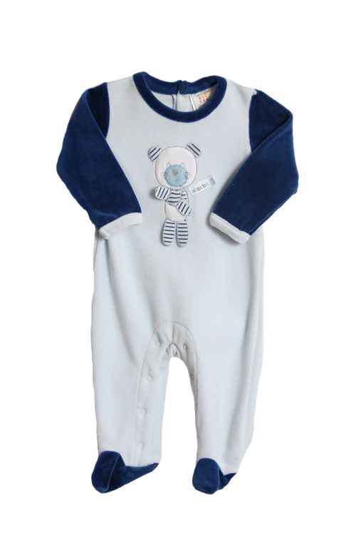 NWT Absorba Baby Boys 1 pc blue velour sleeper  