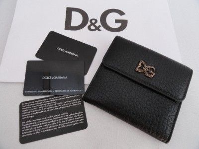 BN Dolce & Gabbana Black D&G logo Leather Wallet Bag Purse   Rare 