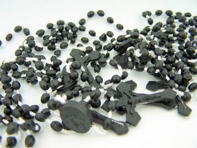 Bulk Lot Black Plastic Rosary Rosaries For School Our Lady Mt Carmel 