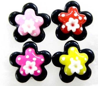 24 PCS UPICK STAR FLOWER SWISS DOT FLATBACK DECOR B1309  