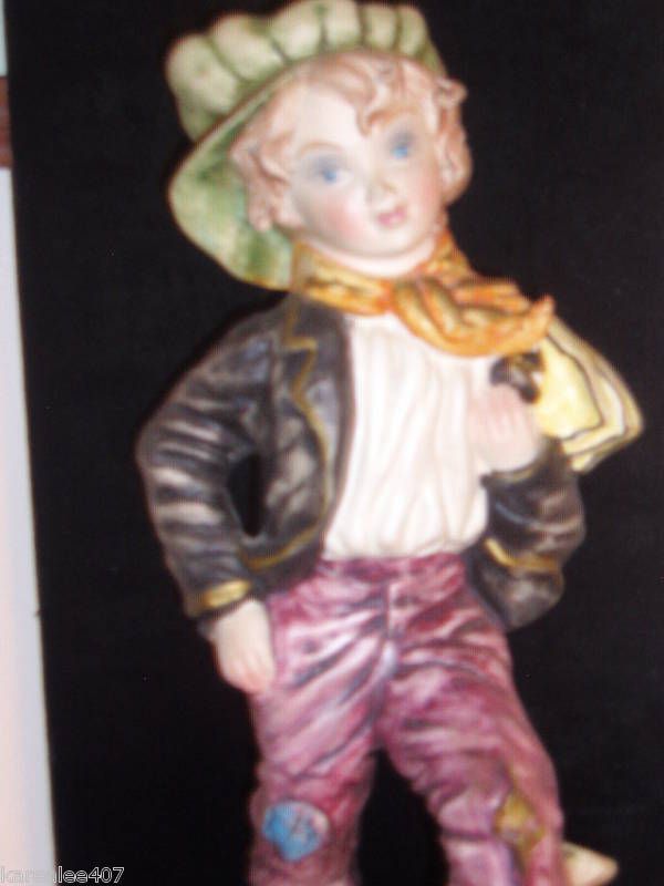 CAPODIMONTE BOY FIGURINE MADE N ITALY CAPODIMONTE LOGO  