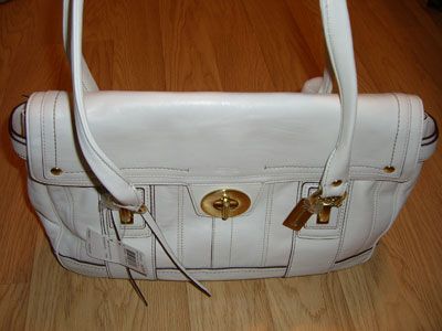 COACH HAMPTONS VINTAGE LEATHER FLAP SATCHEL 12442 WHITE  