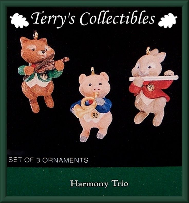 Hallmark 1992 Harmony Trio Flute Violin Horn Music Miniature Set of 3 