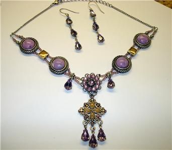 VINTAGE STYLE IMITATION CRYSTAL AMETHYST Y CHOKER SET  