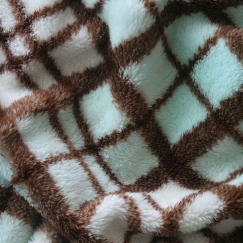 DOUBLE SIDE MINKY CHENILLE LAMBIE CHECK PLAID BROWN 62  