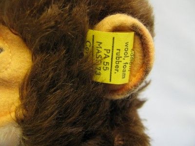 Nice 11 STEIFF 1968 JOCKO Chimp #0020/25 Raised Script ear button , 2 