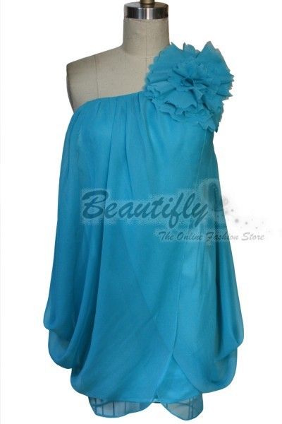 Cute One shoulder Chiffon Cocktail Ball Women Dress  