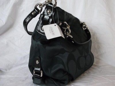 NWT AUTHENTIC COACH F17183 SIGNATURE SATEEN BROOKE BLACK HANDBAG 