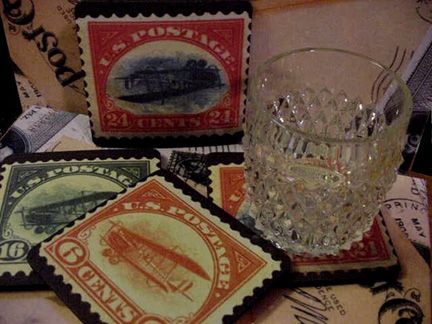 This is a beautiful collection of four coasters depicting the first 