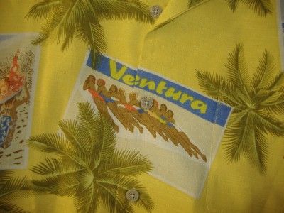 TOMMY BAHAMA S/S CALIFORNIA Malibu   Ventura   Silk Yellow Shirt Sz 