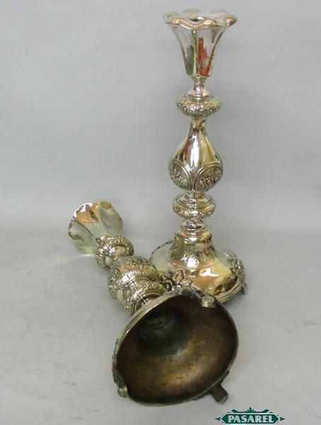 Norblin & Co Brass Shabbat Candlesticks Poland Ca 1880  