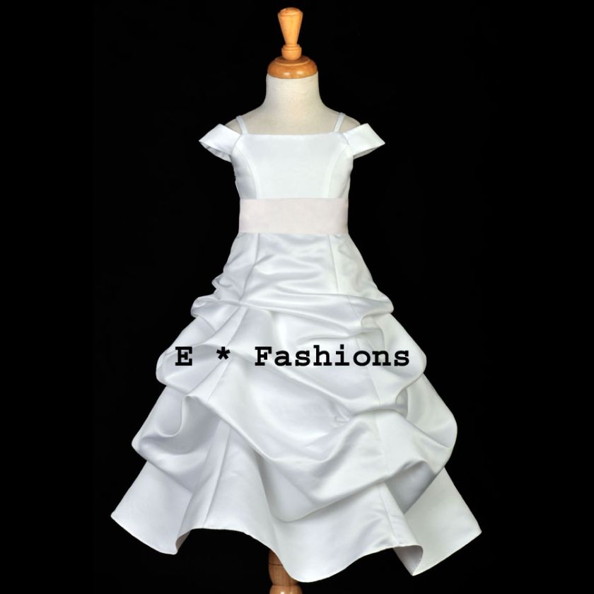 USA S/H FREE* WHITE EASTER COMMUNION WEDDING FLOWER GIRL DRESS 4 6 8 