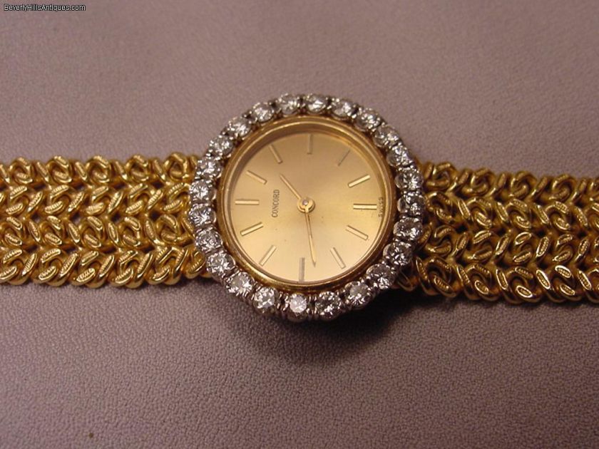 Beautiful Vintage Concord 18k Gold & 2.4C Diamonds Ladys Wrist Watch 