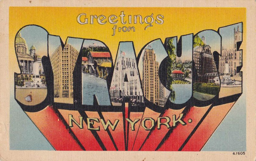 BIG BLOCK LETTER postcard Greetings from SYRACUSE NY  