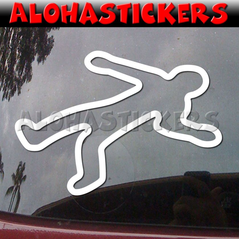 DEAD BODY CHALK OUTLINE Forensic Murder CSI Car Vinyl Decal Window 