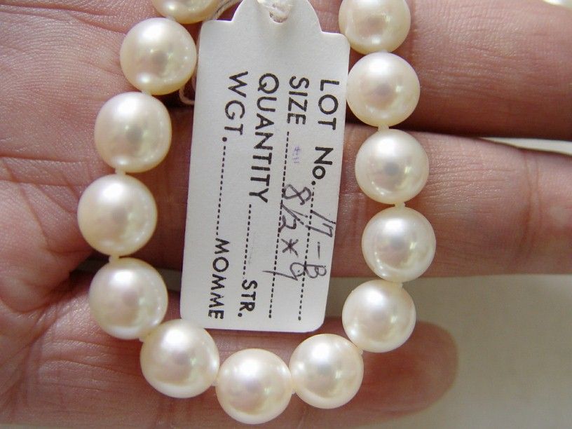 MASSIVE 9mm WHITE JAPANESE AKOYA SEA PEARL 14K NECKLACE  