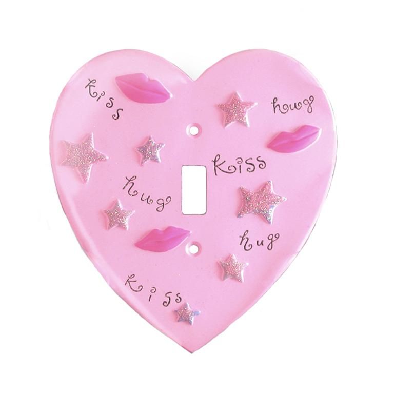 Hugs & Kisses Heart Shaped Single Switch Plate Cover  