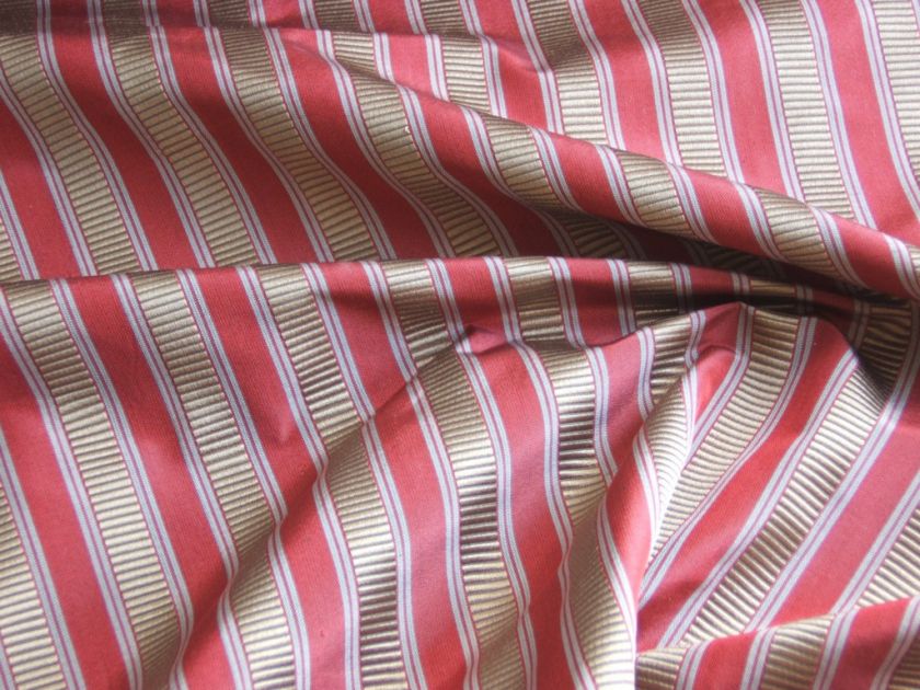 SCALAMANDRE 100%SILK SHIRRED STRIPE RED BRONZE 1 32Y  