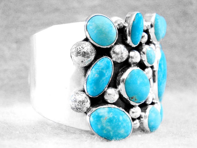 Navajo Turquoise Bracelet Nakai S Silver Nacozari XL A+  